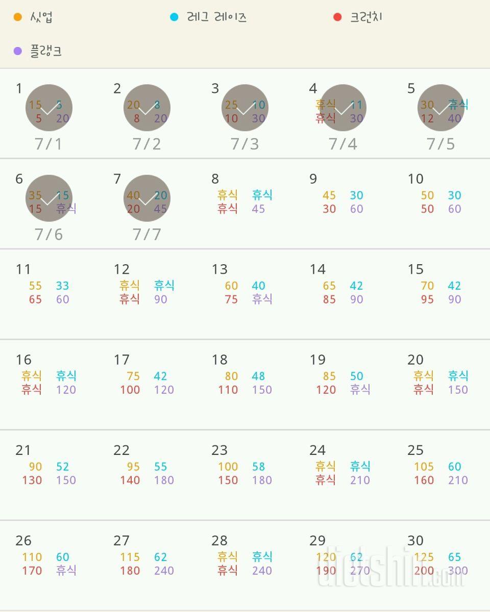 30일 복근 만들기 7일차 성공!