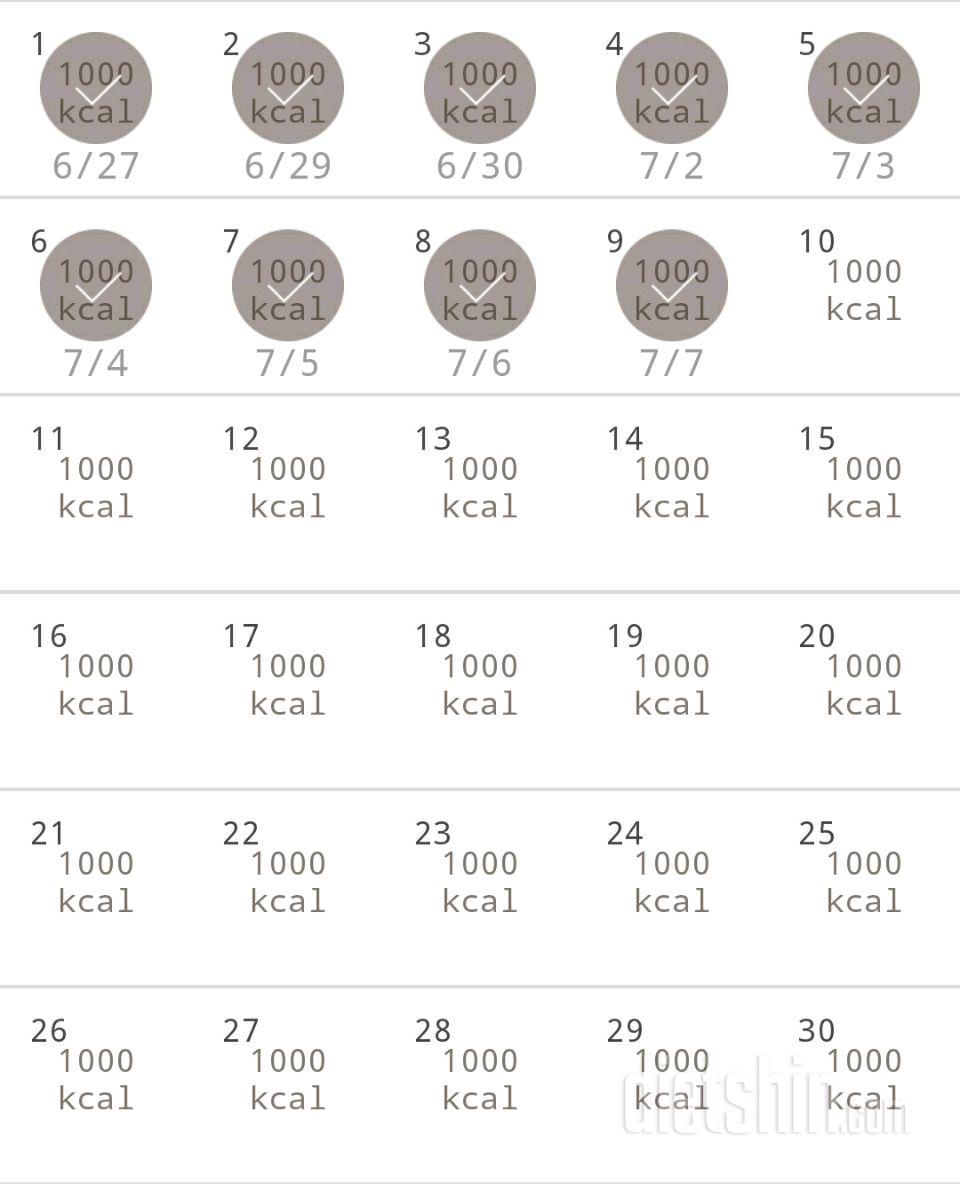 30일 1,000kcal 식단 9일차 성공!