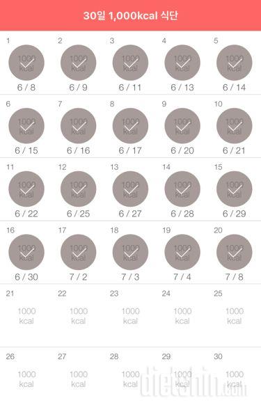 30일 1,000kcal 식단 20일차 성공!