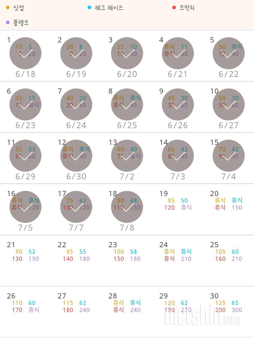 30일 복근 만들기 18일차 성공!