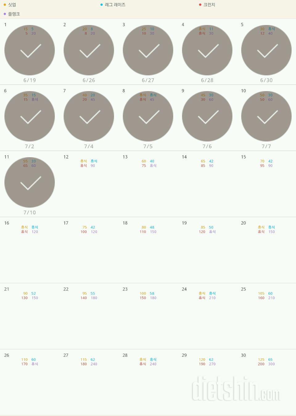 30일 복근 만들기 71일차 성공!