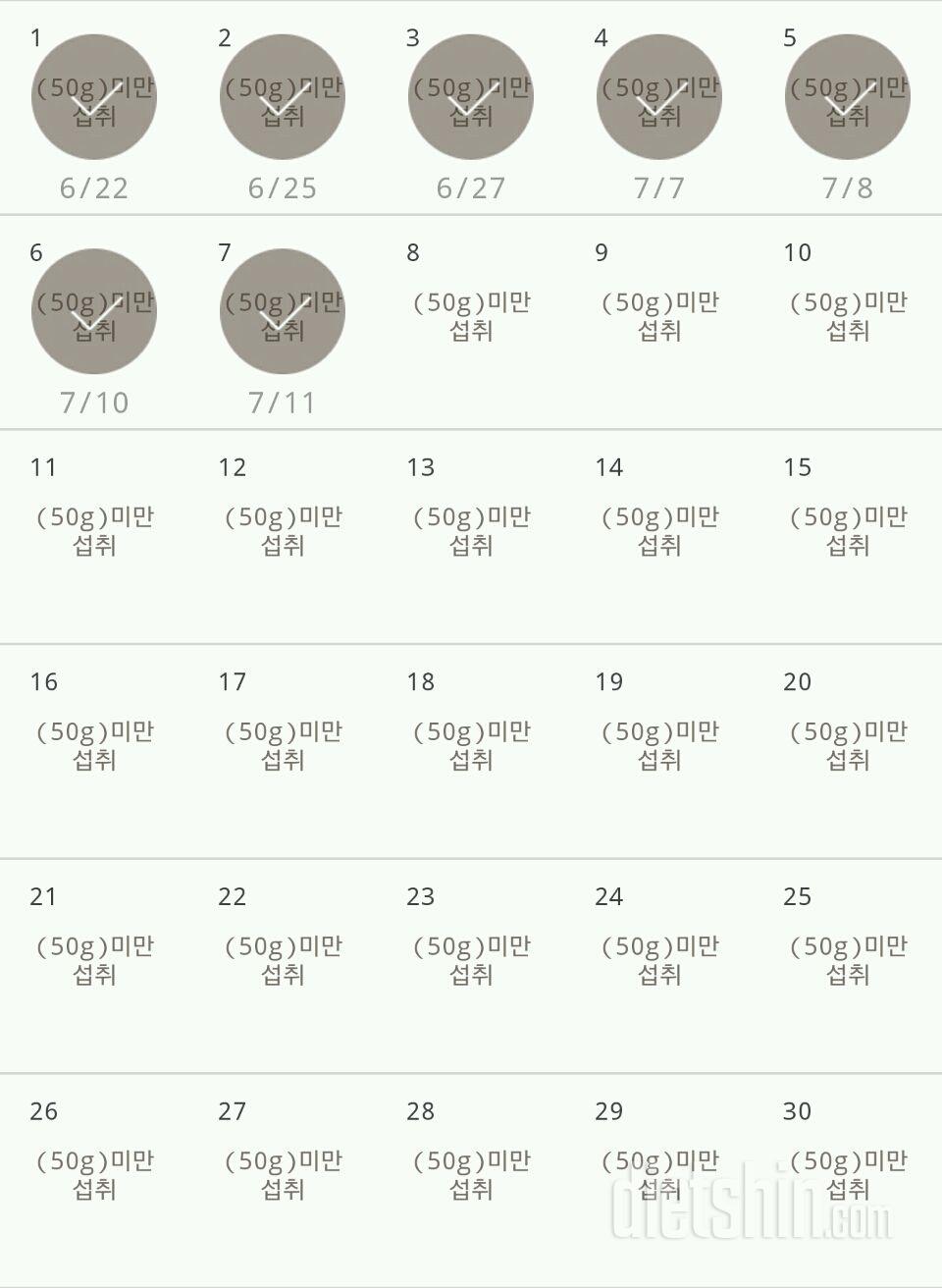 30일 당줄이기 7일차 성공!