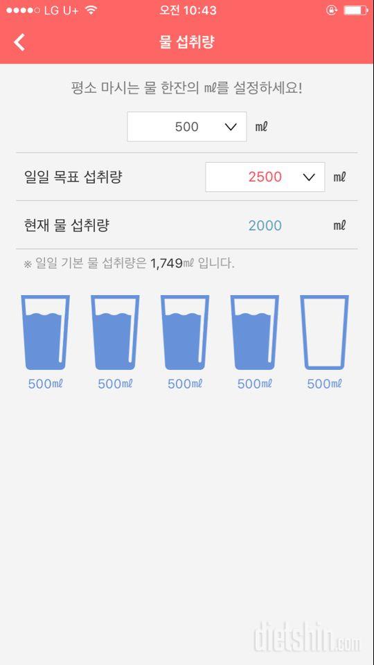 30일 하루 2L 물마시기 49일차 성공!