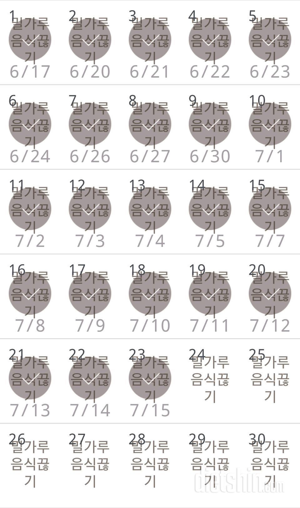 30일 밀가루 끊기 23일차 성공!