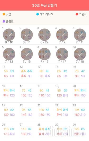 30일 복근 만들기 10일차 성공!