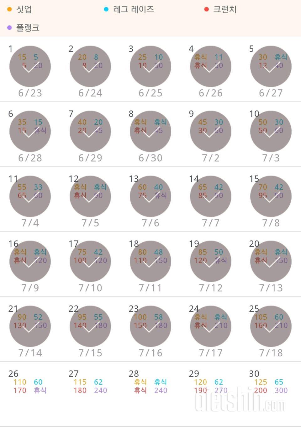 30일 복근 만들기 25일차 성공!