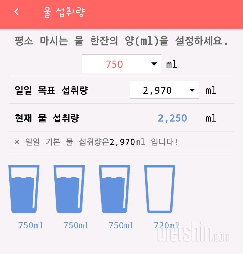 30일 하루 2L 물마시기 6일차 성공!