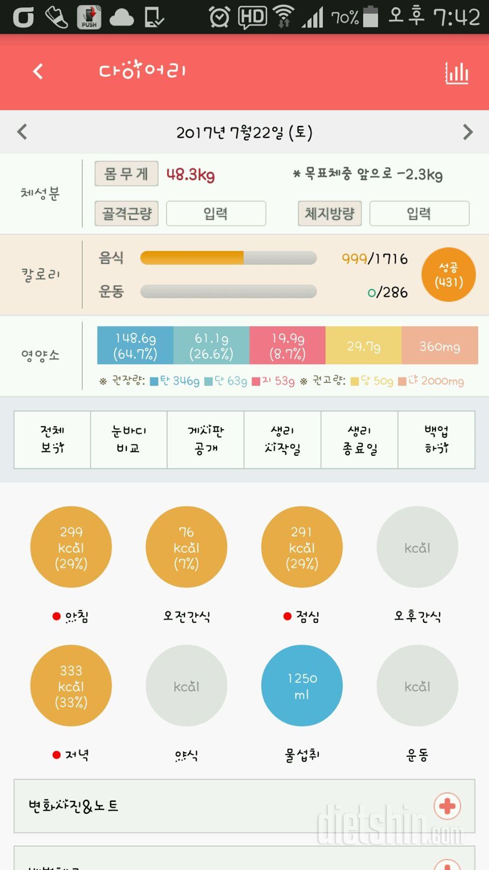 30일 1,000kcal 식단 46일차 성공!