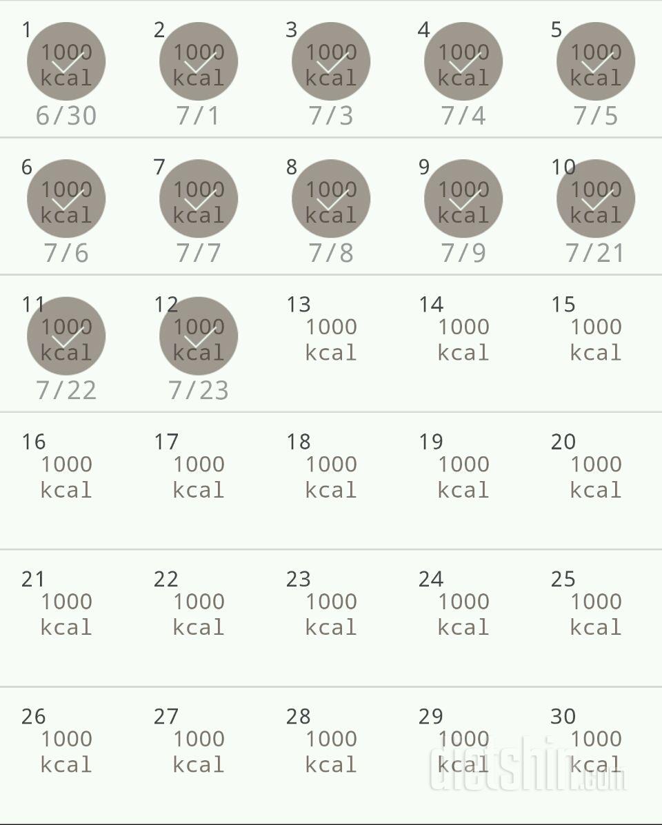 30일 1,000kcal 식단 12일차 성공!