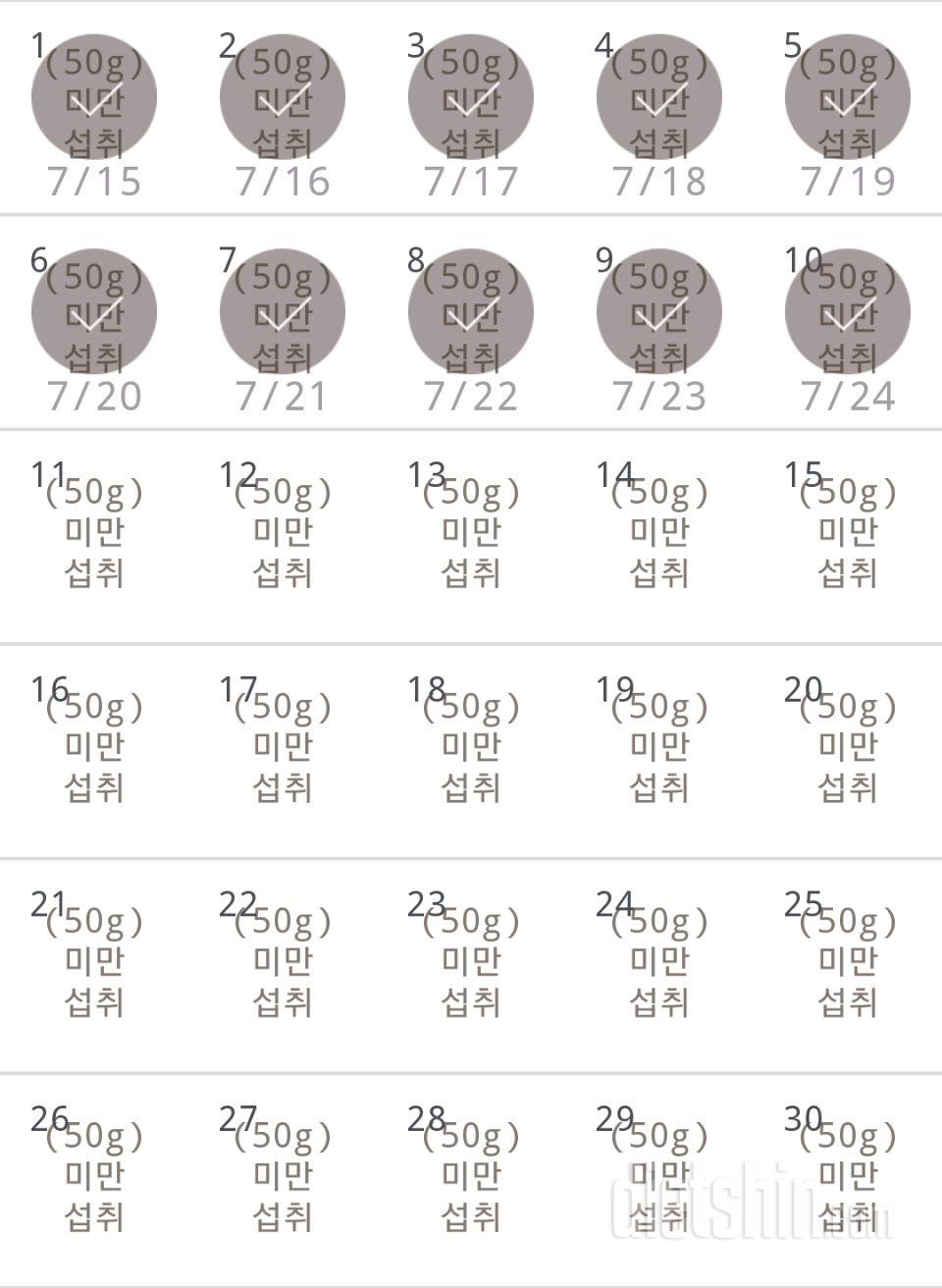 30일 당줄이기 10일차 성공!