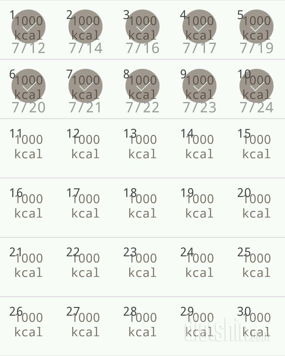 30일 1,000kcal 식단 10일차 성공!