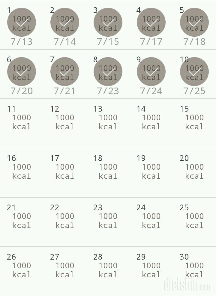 30일 1,000kcal 식단 10일차 성공!