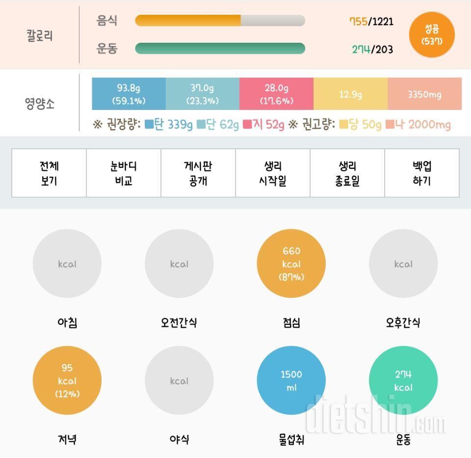 30일 1,000kcal 식단 1일차 성공!