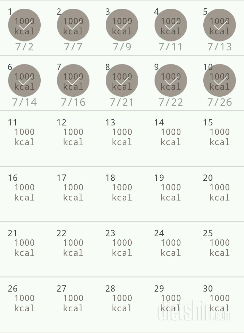 30일 1,000kcal 식단 10일차 성공!