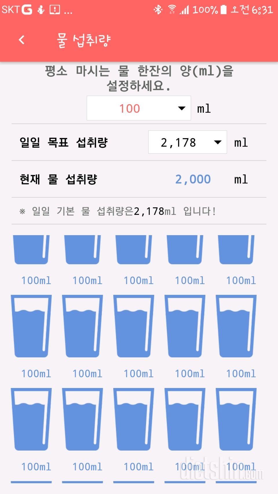 30일 하루 2L 물마시기 2일차 성공!