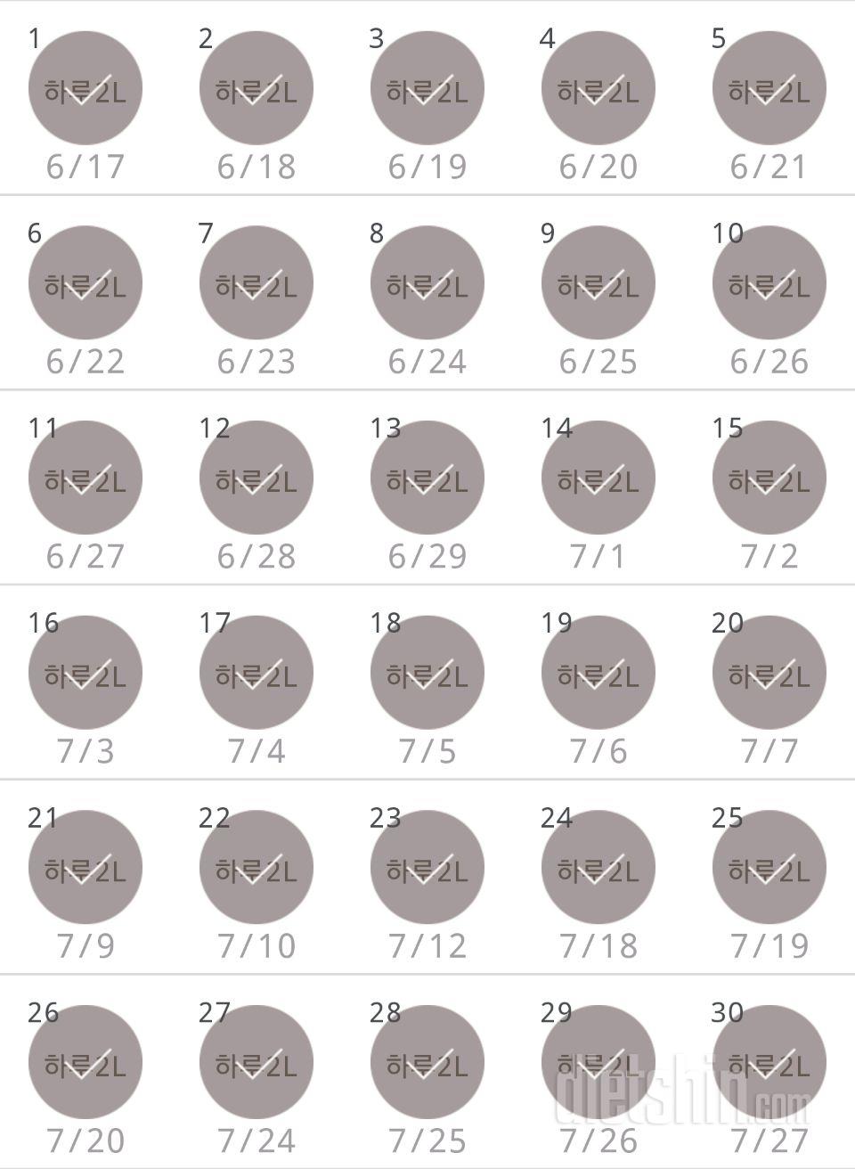 30일 하루 2L 물마시기 150일차 성공!