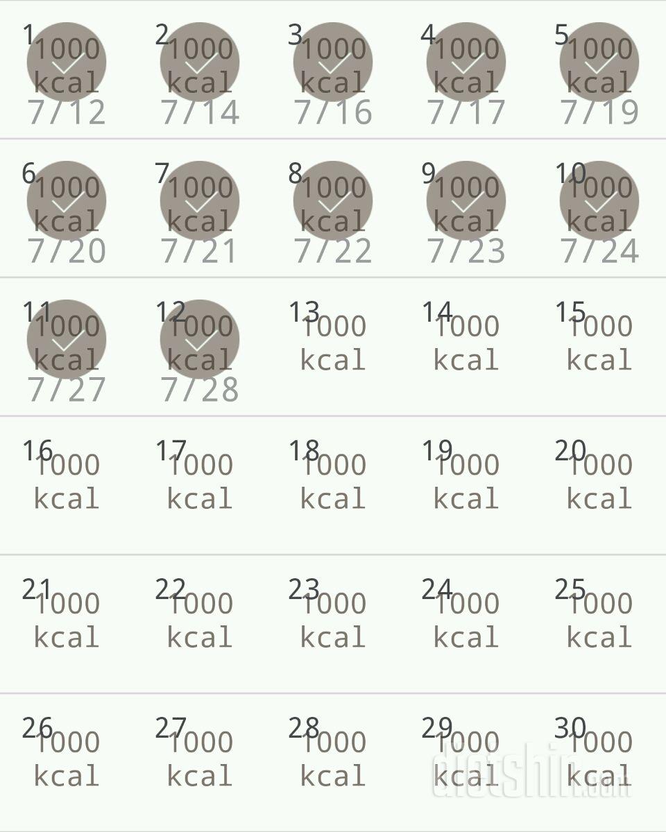 30일 1,000kcal 식단 12일차 성공!