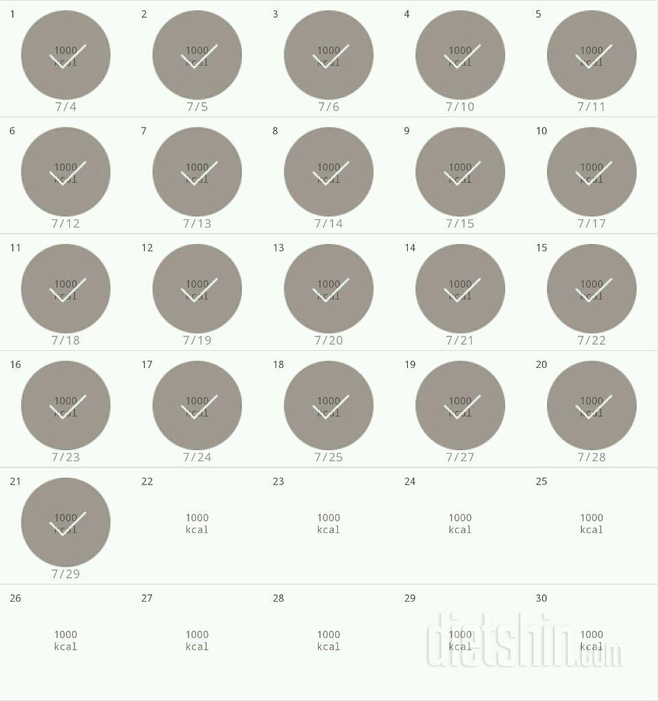 30일 1,000kcal 식단 21일차 성공!