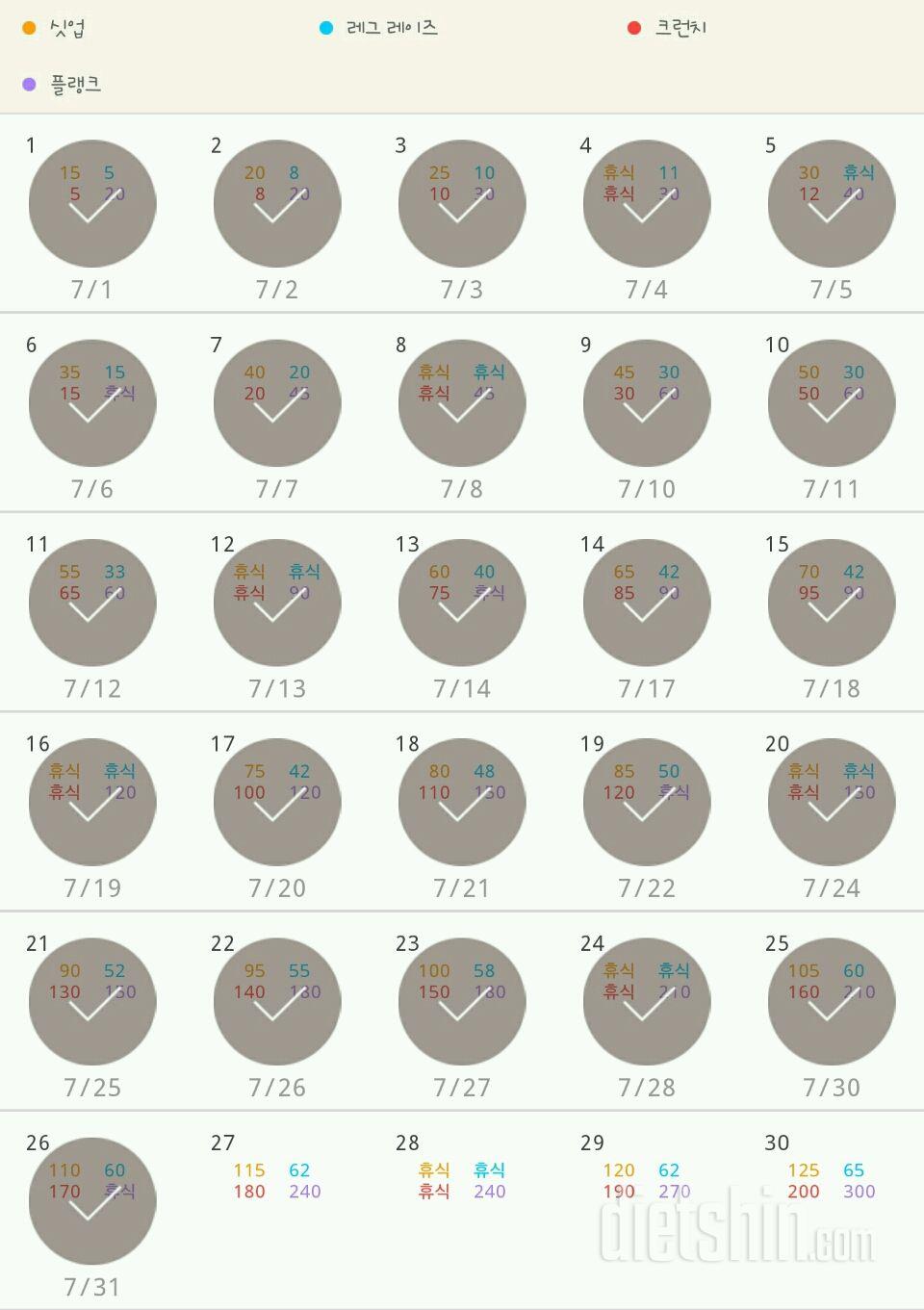 30일 복근 만들기 26일차 성공!