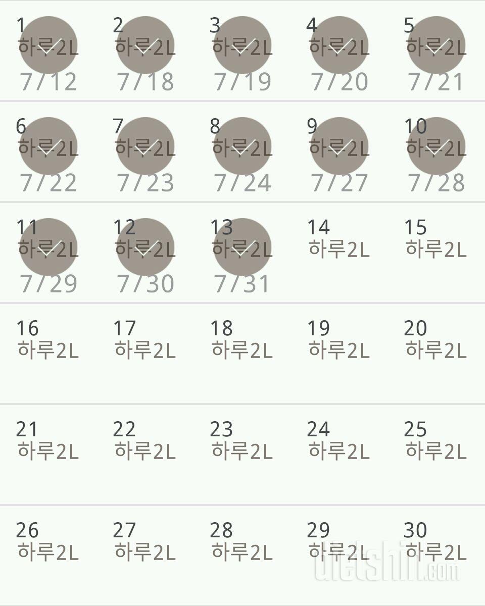 30일 하루 2L 물마시기 13일차 성공!