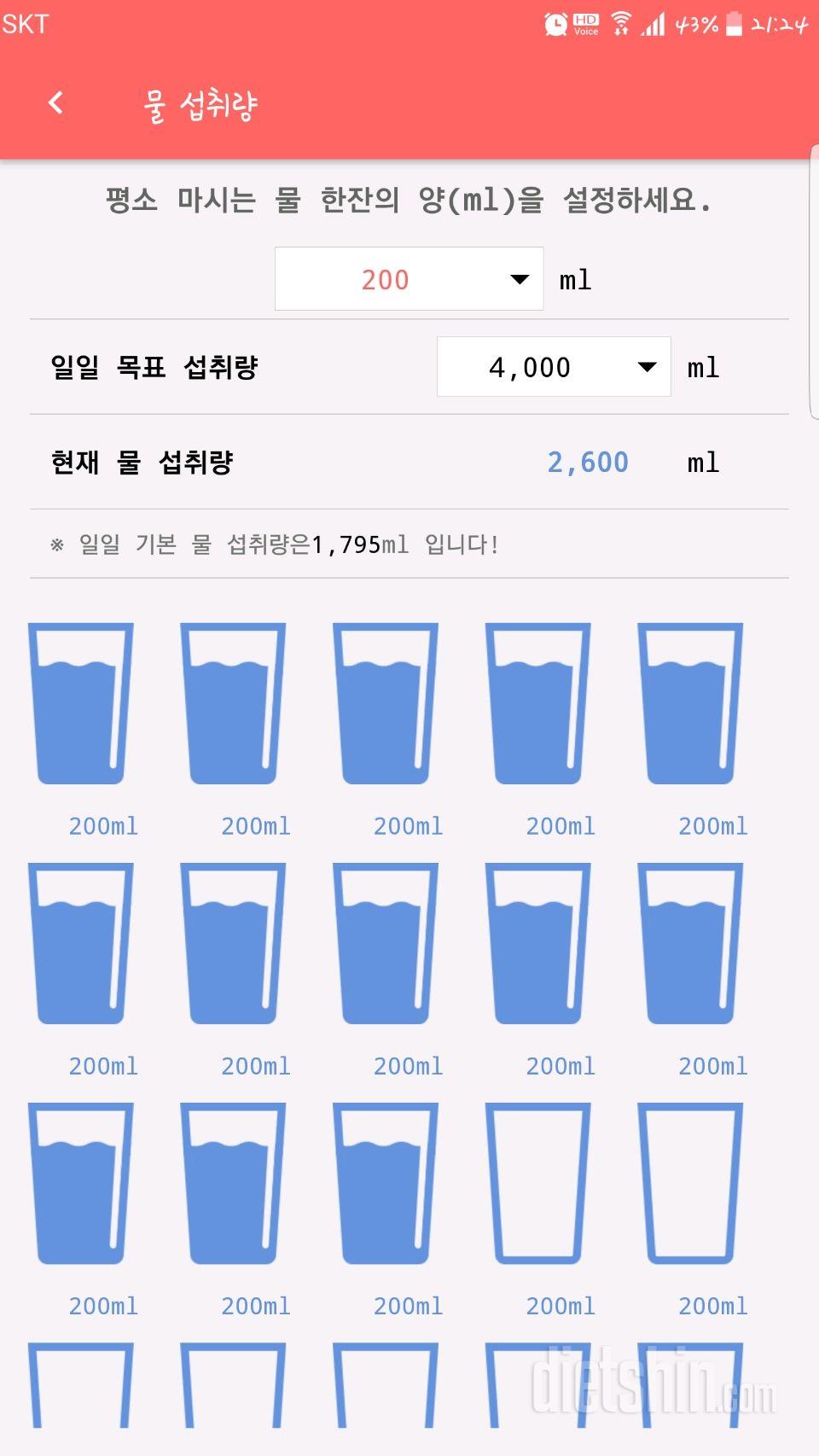 30일 하루 2L 물마시기 18일차 성공!