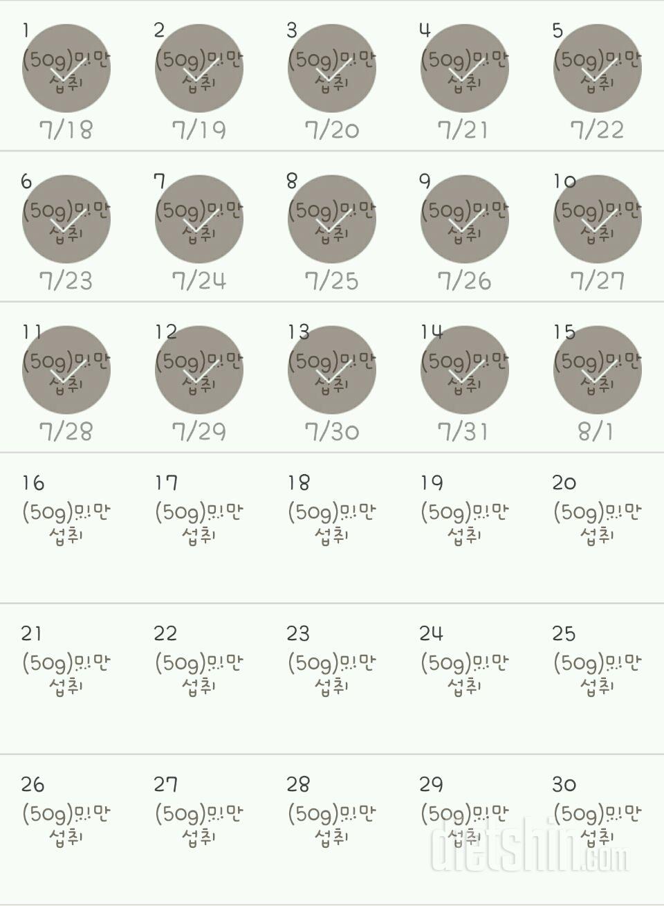 30일 당줄이기 15일차 성공!