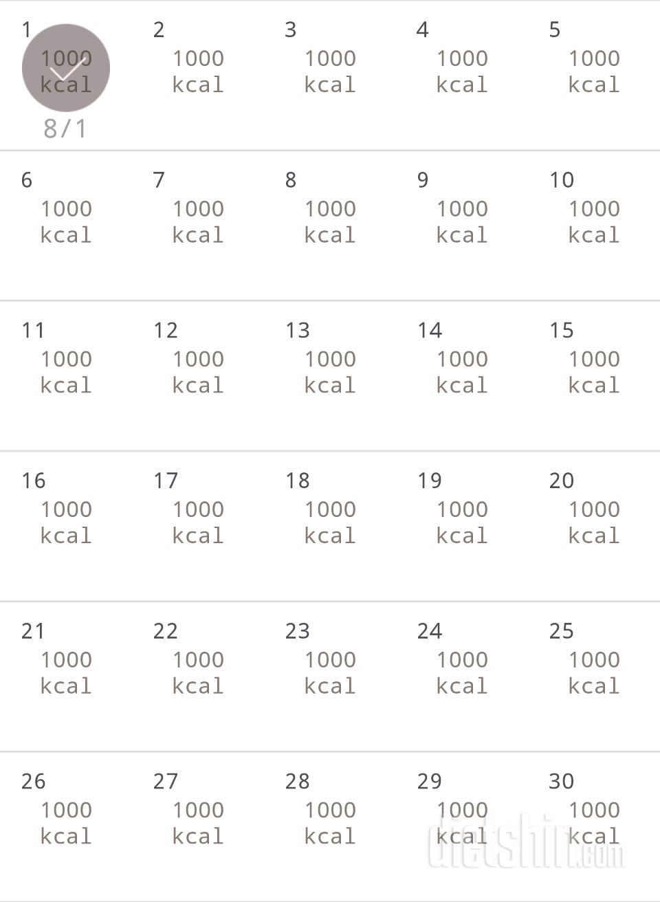 30일 1,000kcal 식단 31일차 성공!