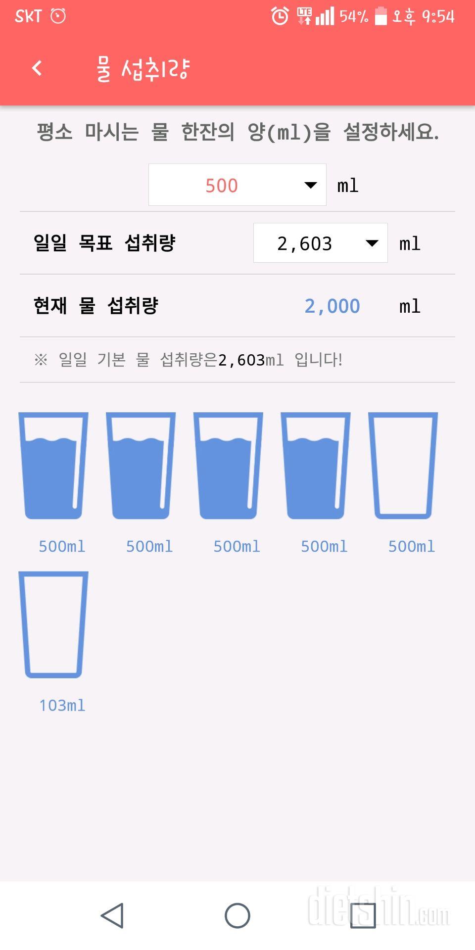 30일 하루 2L 물마시기 1일차 성공!