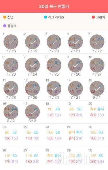 30일 복근 만들기 17일차 성공!