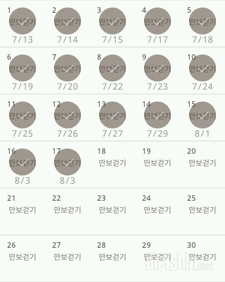 30일 만보 걷기 17일차 성공!