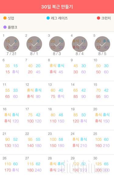 30일 복근 만들기 35일차 성공!