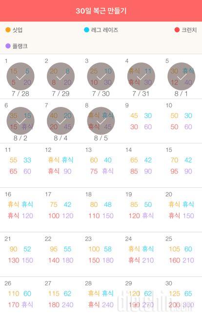 30일 복근 만들기 38일차 성공!