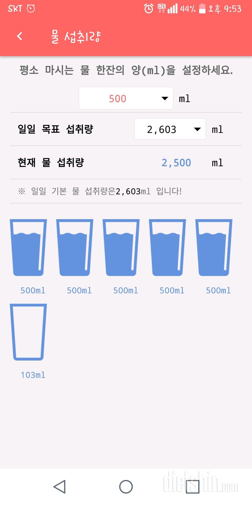 30일 하루 2L 물마시기 6일차 성공!