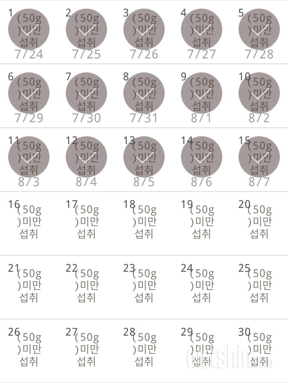 30일 당줄이기 15일차 성공!