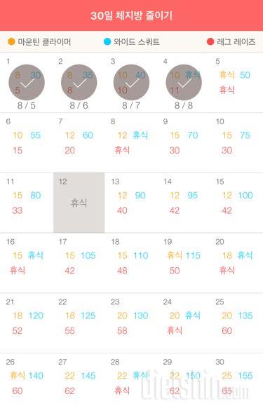 30일 체지방 줄이기 4일차 성공!