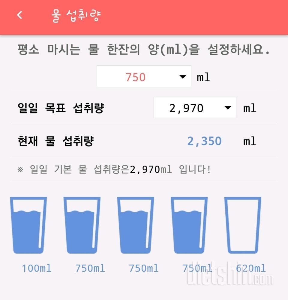 30일 하루 2L 물마시기 4일차 성공!