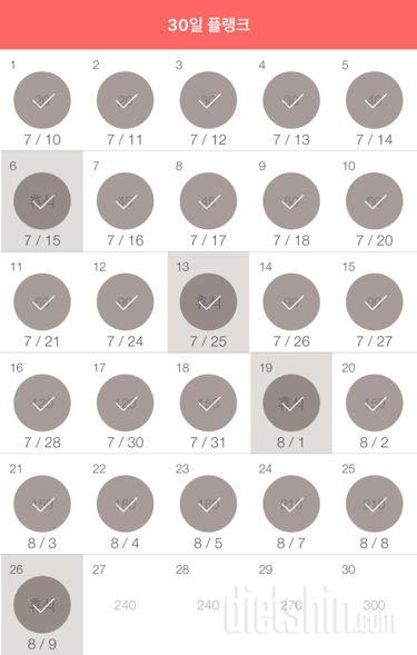 30일 플랭크 206일차 성공!