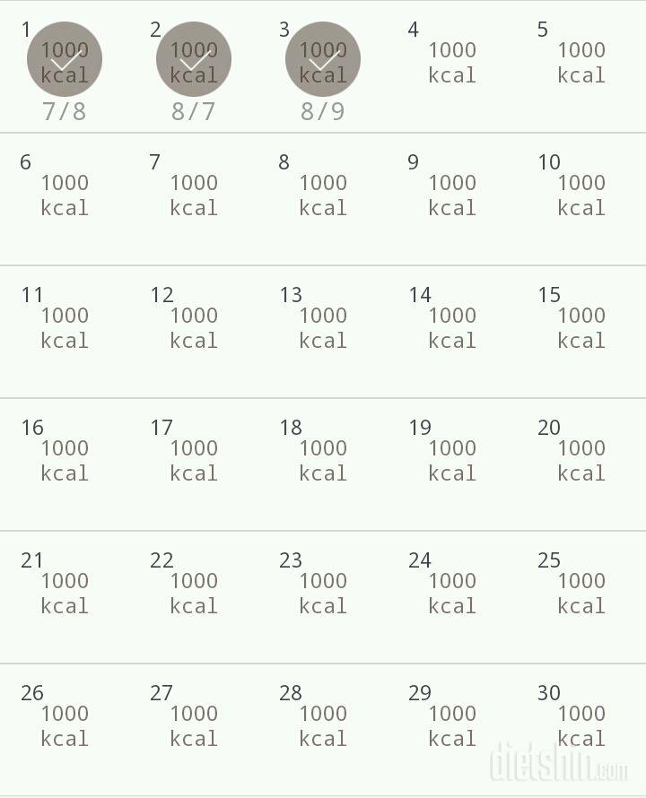 30일 1,000kcal 식단 3일차 성공!