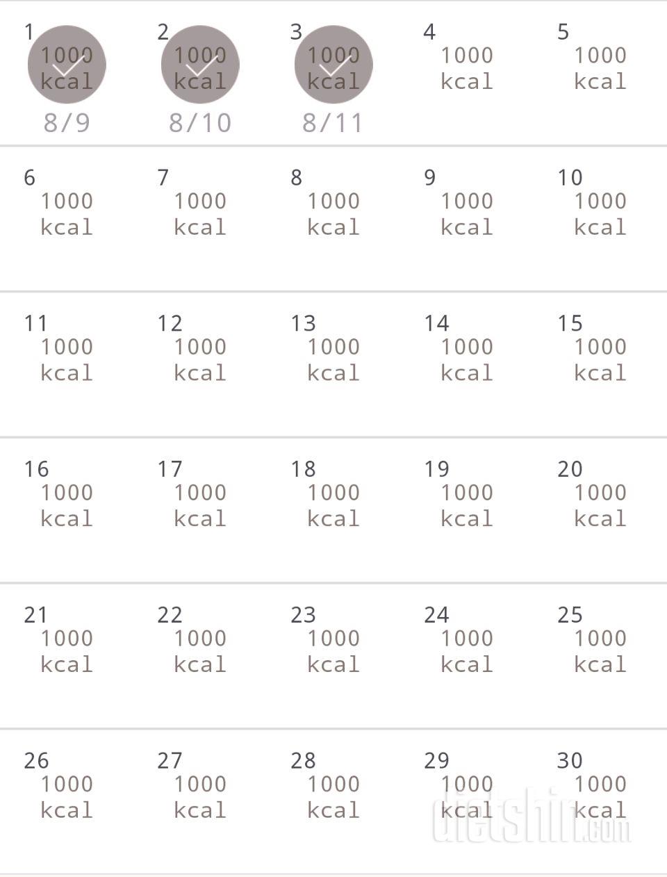 30일 1,000kcal 식단 3일차 성공!