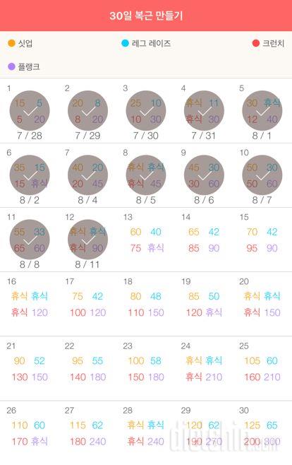 30일 복근 만들기 42일차 성공!