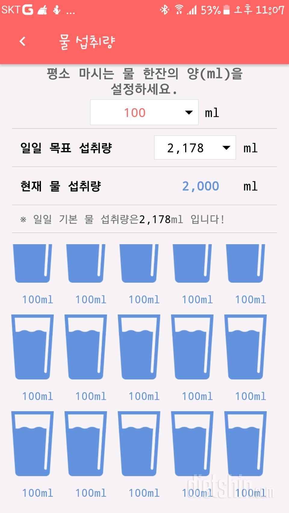 30일 하루 2L 물마시기 13일차 성공!