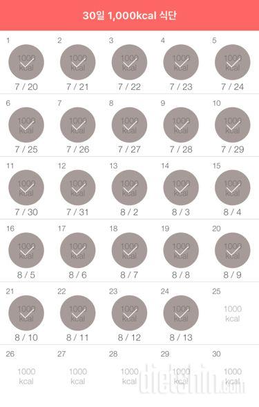 30일 1,000kcal 식단 24일차 성공!