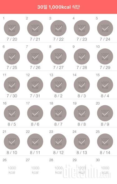 30일 1,000kcal 식단 25일차 성공!