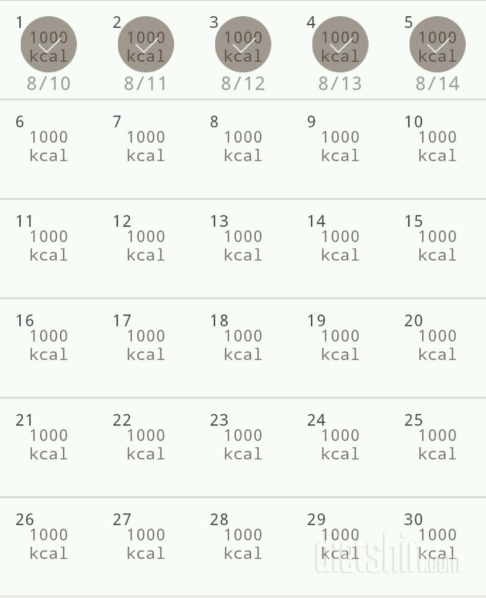 30일 1,000kcal 식단 5일차 성공!