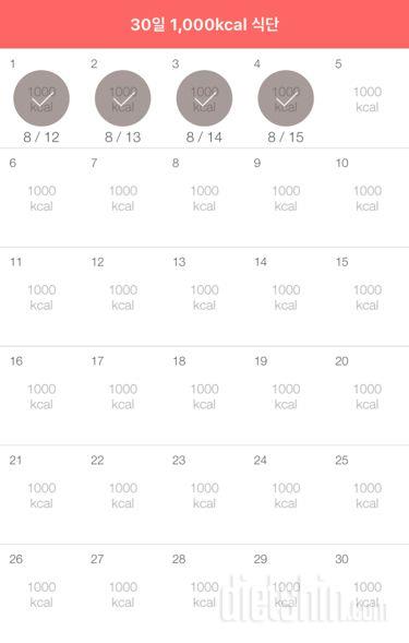 30일 1,000kcal 식단 4일차 성공!