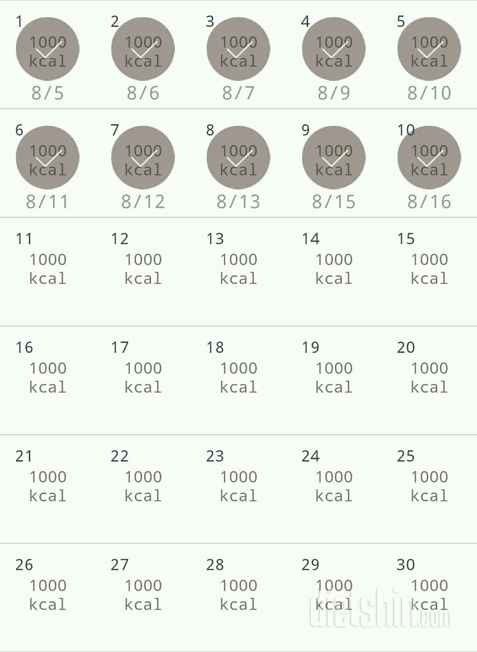 30일 1,000kcal 식단 10일차 성공!