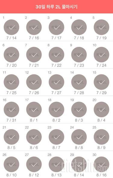 30일 하루 2L 물마시기 30일차 성공!