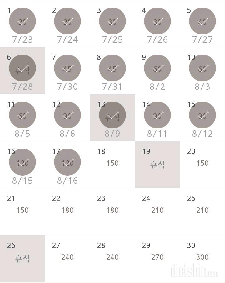 30일 플랭크 17일차 성공!