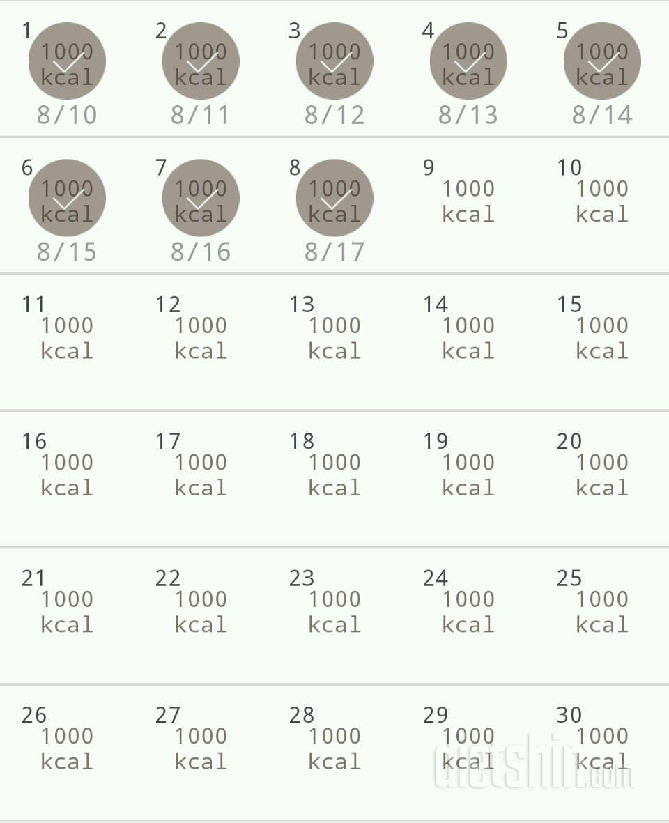 30일 1,000kcal 식단 8일차 성공!