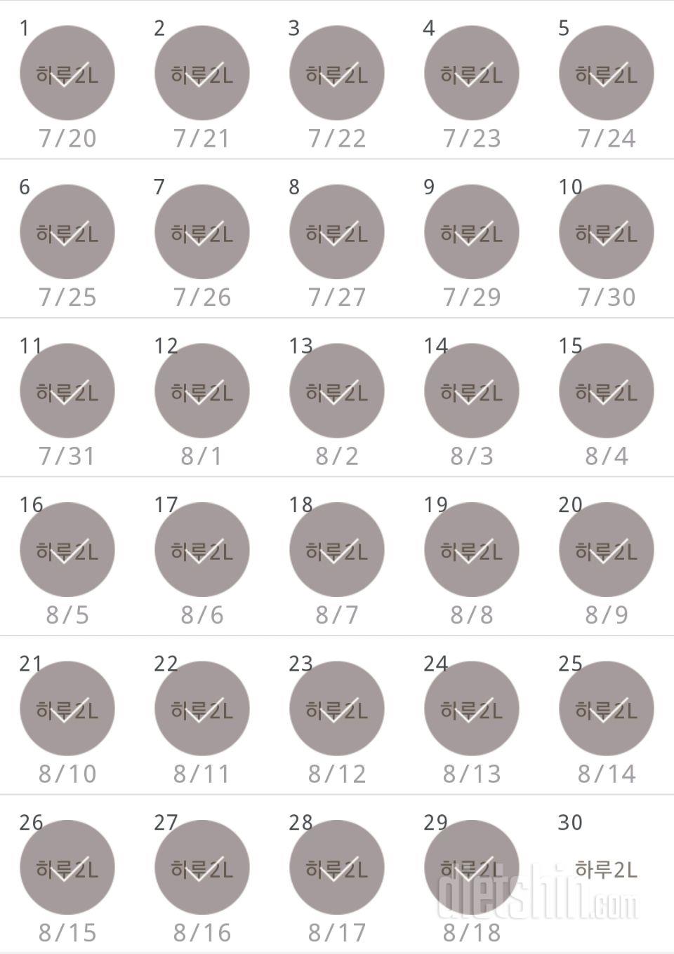 30일 하루 2L 물마시기 29일차 성공!